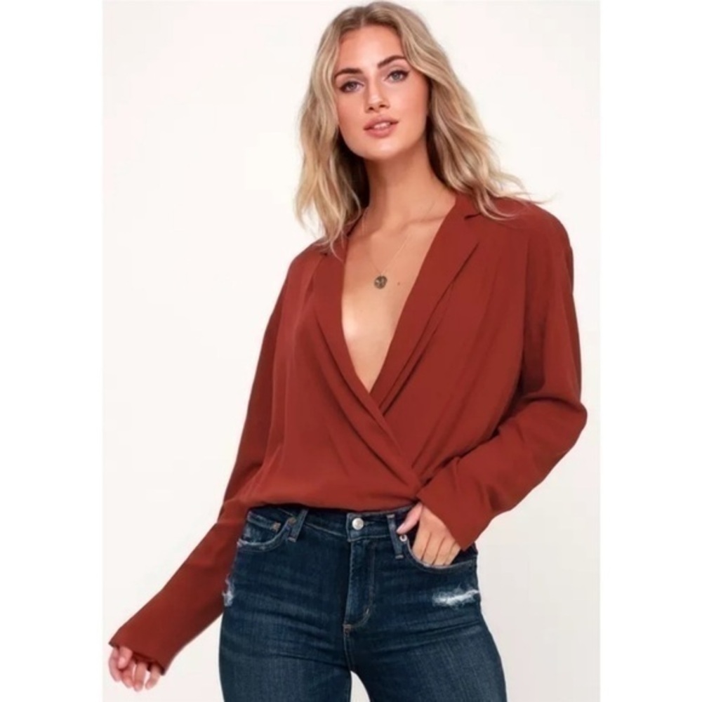 Free People Elsa Bodysuit in Rust Red